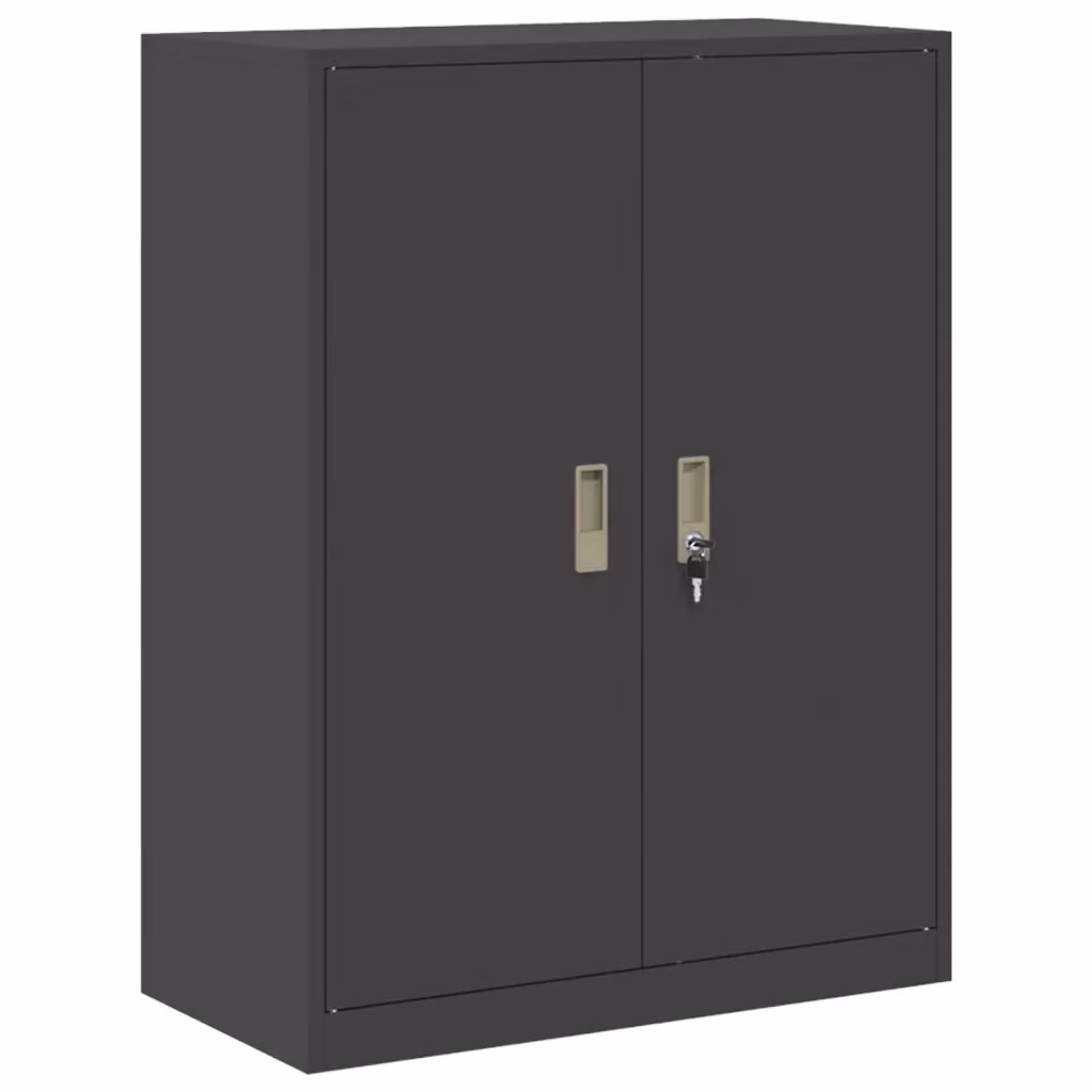 Armadio in metallo vidaXL nero opaco con ante a battente e serratura L 80 x P 40 x H 105 cm – 2