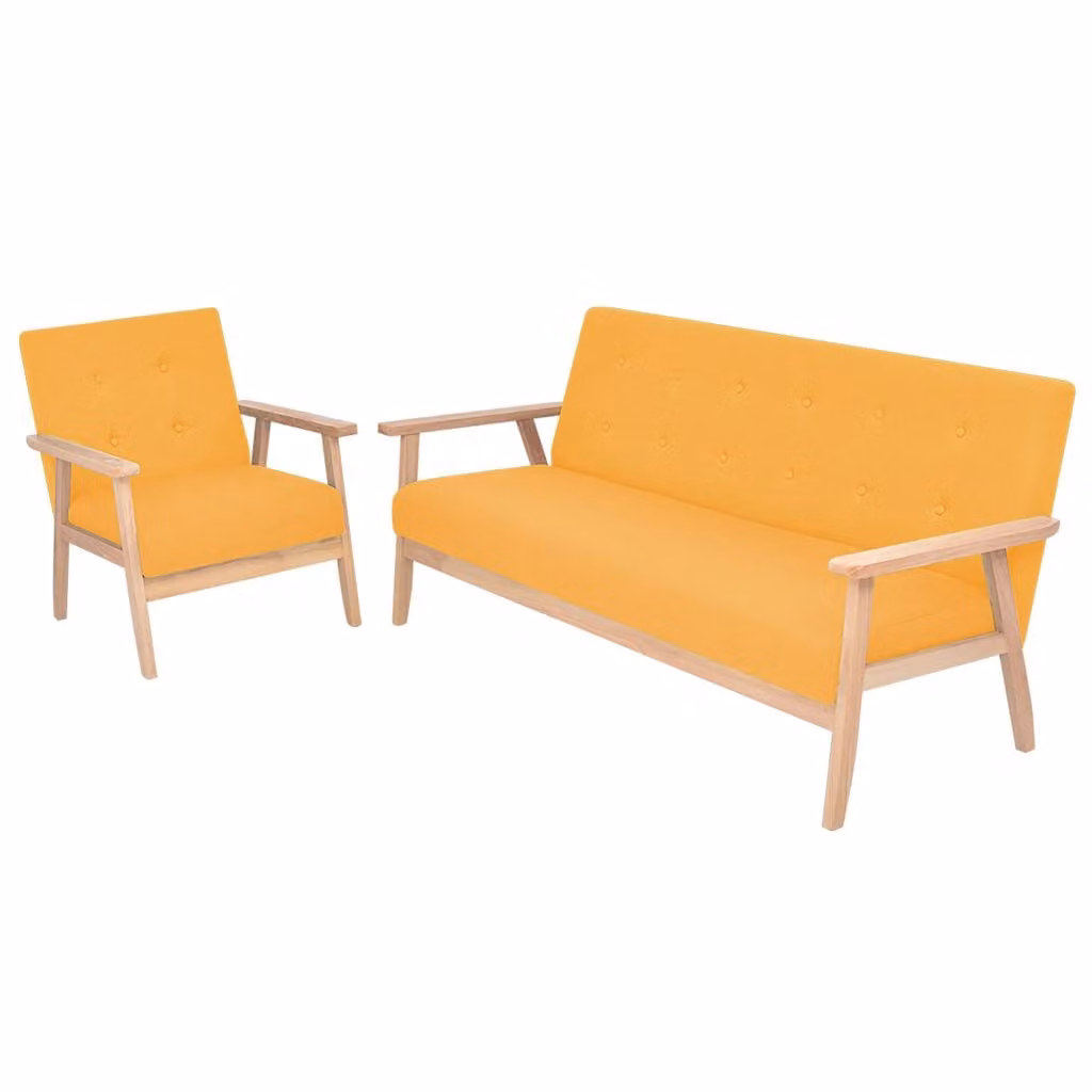 Set di divani 2 pezzi in tessuto giallo