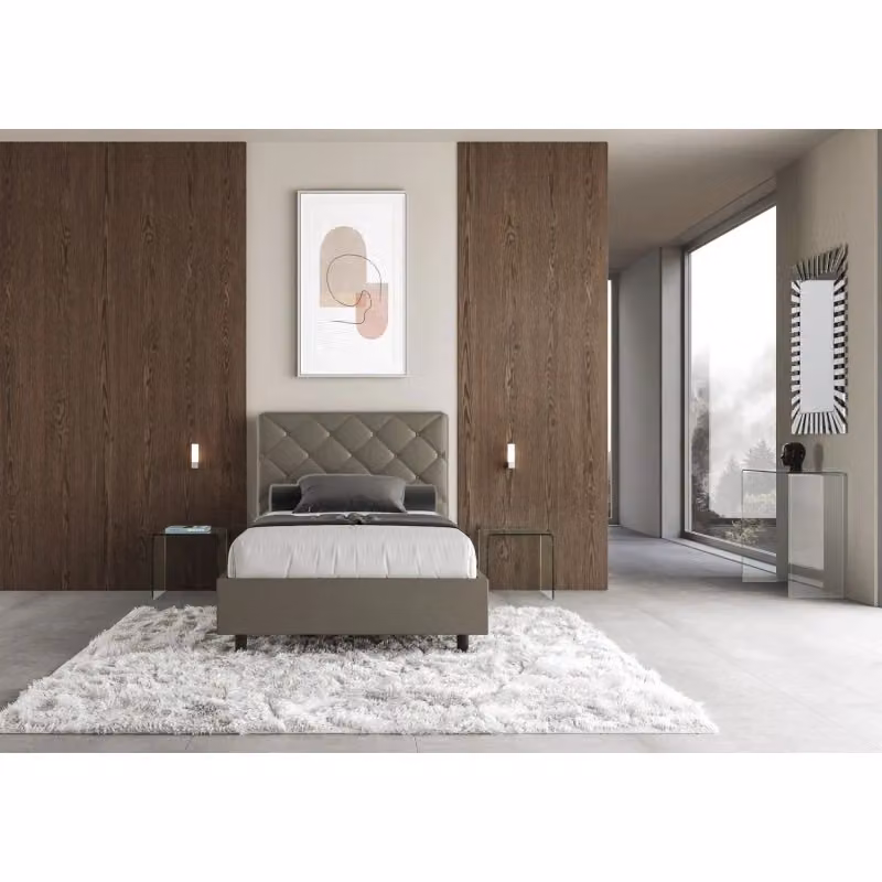 Letto imbottito Priya Ityhome in similpelle color beige con rete, L/P/H: 110 x 210 x 125 cm – 2