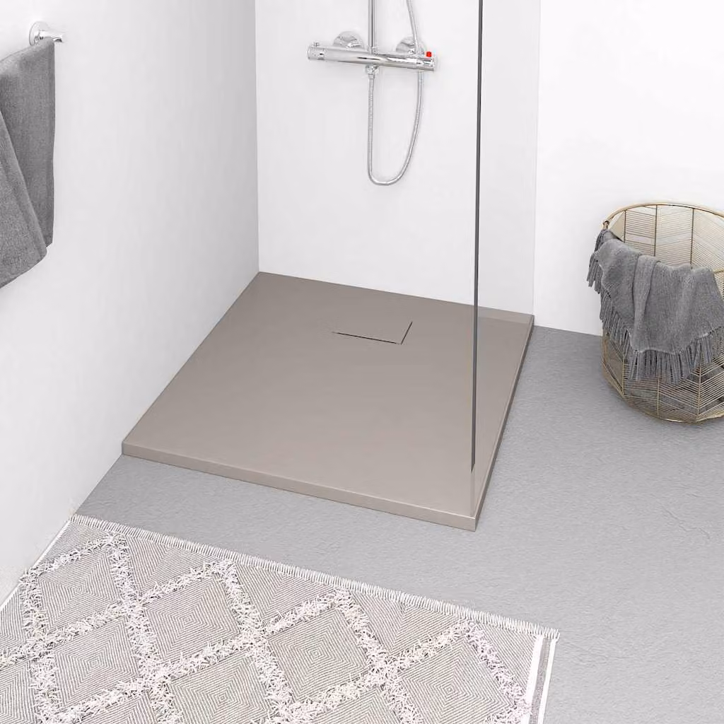Piatto doccia quadrato vidaXL in mineral cast marrone antiscivolo 90 x 90 cm