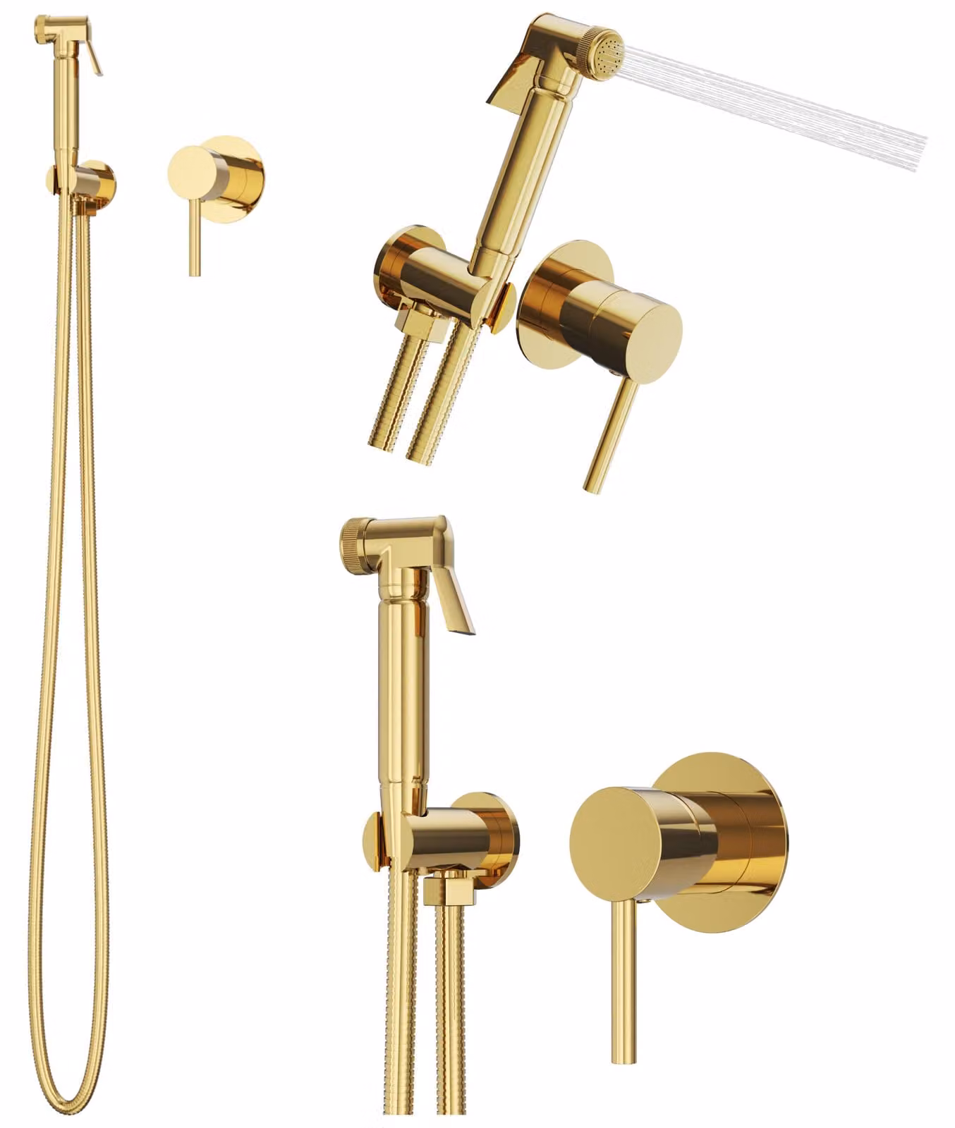 Granitan - Rubinetto per lavabo - Rubinetto da bagno - Da incasso - Ottone - Oro - con doccetta per bidet - KIVO GOLD