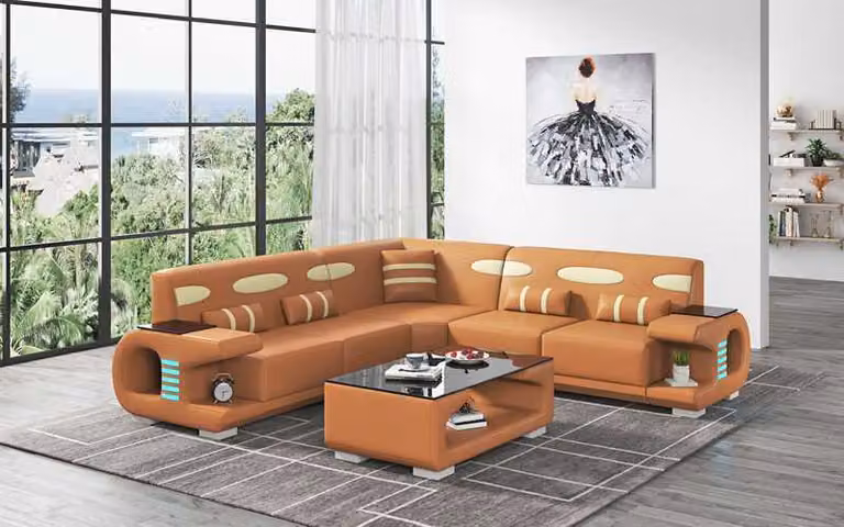 Ecksofa Ledersofa L-Form Couch Sofa Braun Luxus Moderne Eckgarnitur