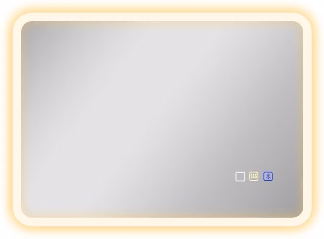 Specchio da Bagno LED HOMCOM con Bluetooth, Luce Regolabile a 3 Colori e Funzione Antiappannamento, Argento, L: 70 cm, H: 50 cm, P: 3,5 cm