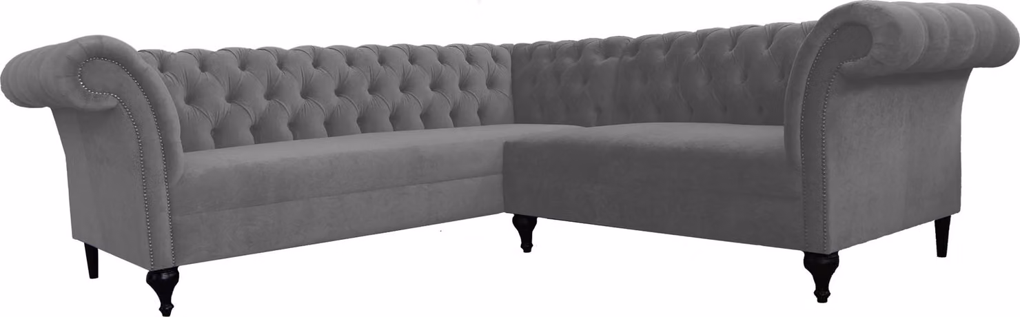 Chesterfield Ecksofa Eckcouch Designer Sofa Couch Samt Ledersofa SLIII Sofa №84