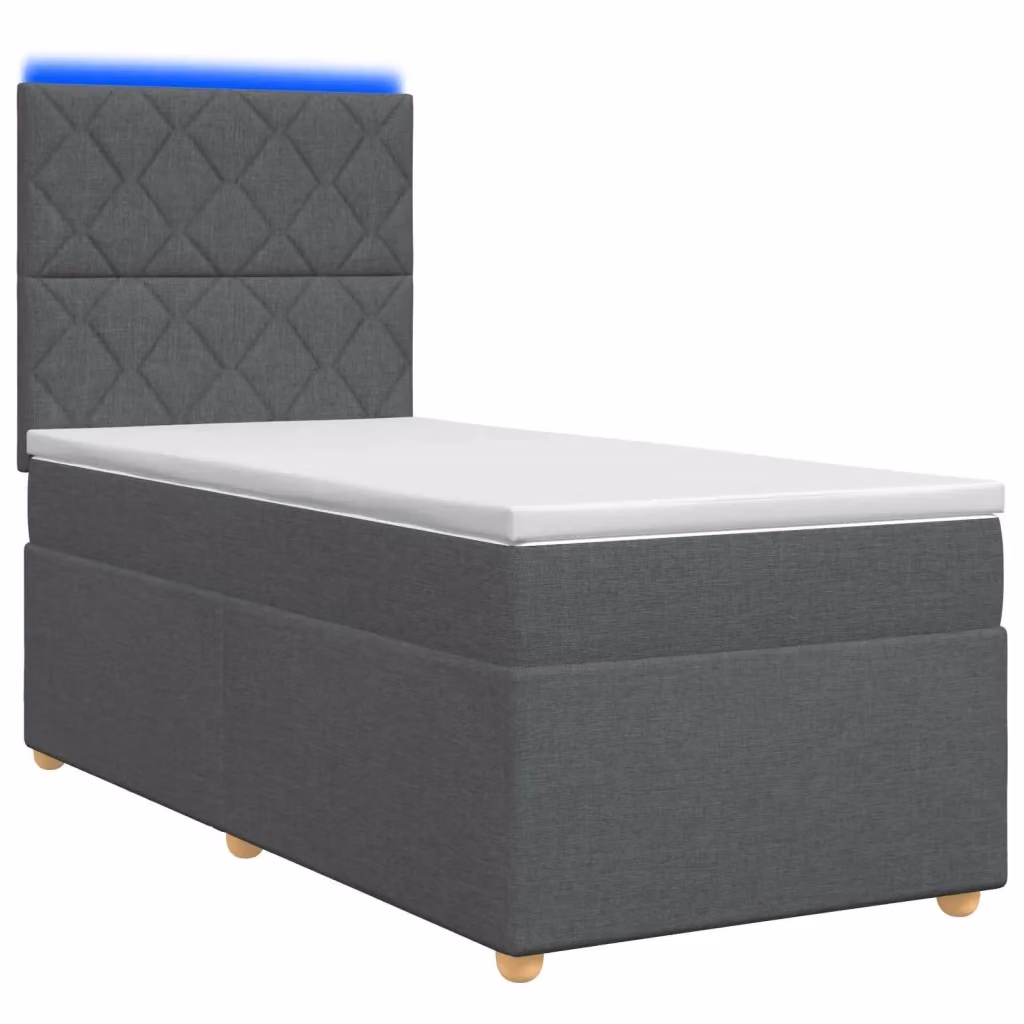 Letto box spring con materasso ibrido vidaXL in tessuto grigio, con base a sollevamento, illuminazione sottostante e porta USB, L/P: 90 x 200 cm – 2