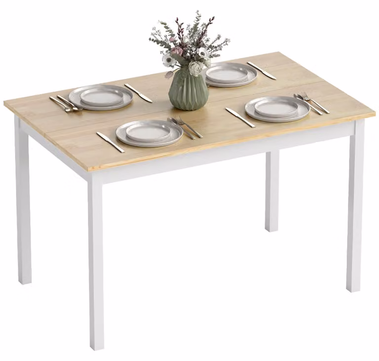 Tavolo da pranzo, 120 x 75 cm, tavolo da cucina in stile rustico per 4 persone, tavolo in legno per soggiorno, sala da pranzo, stile naturale