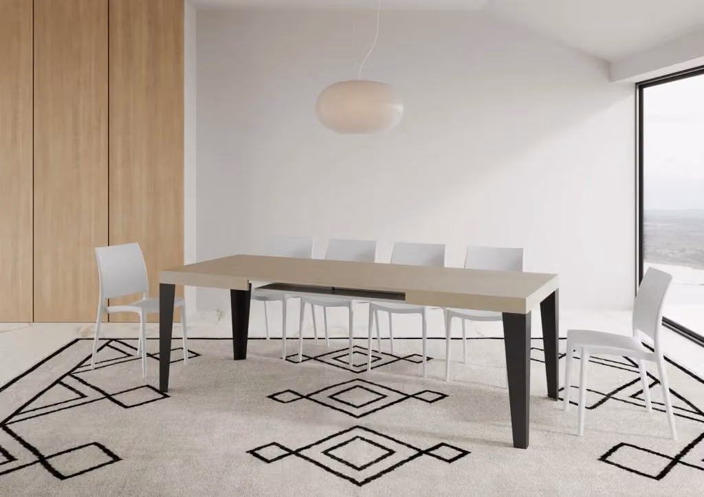 Tavolo allungabile Itamoby Flaris moderno con gambe in metallo antracite e piano cashmere beige L/P/H: 140 x 90 x 77 cm (estendibile fino a 400 cm) – 2