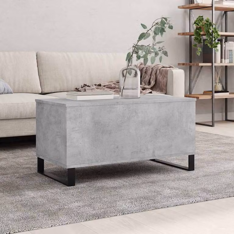 vidaXL Tavolino da Salotto Moderno Grigio Cemento con Meccanismo a Sollevamento L/P/H: 90 x 44,5 x 45 cm