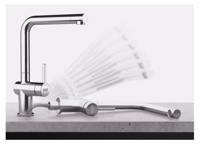 Franke Active New - Miscelatore per lavello FN 6564.031, ribaltabile sotto la finestra, cromo 115.0653.390