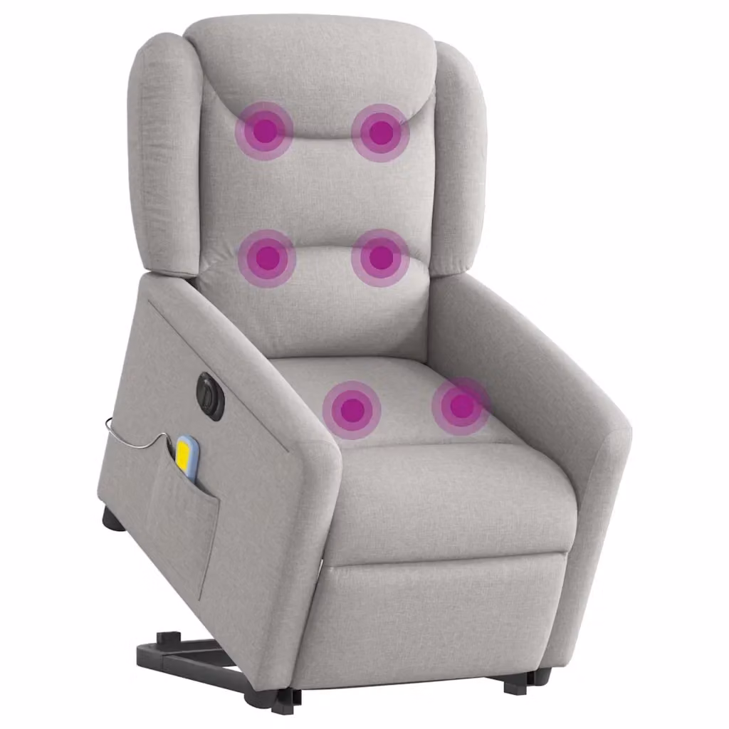 Poltrona Alzapersona Elettrica con Massaggio vidaXL Grigia in Tessuto per Senior – 2