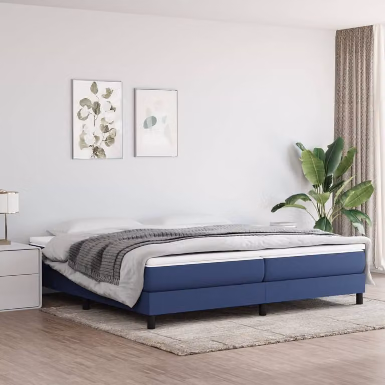Maison Exclusive - Struttura Letto a Rete a Molle Blu 200x200 cm in Tessuto