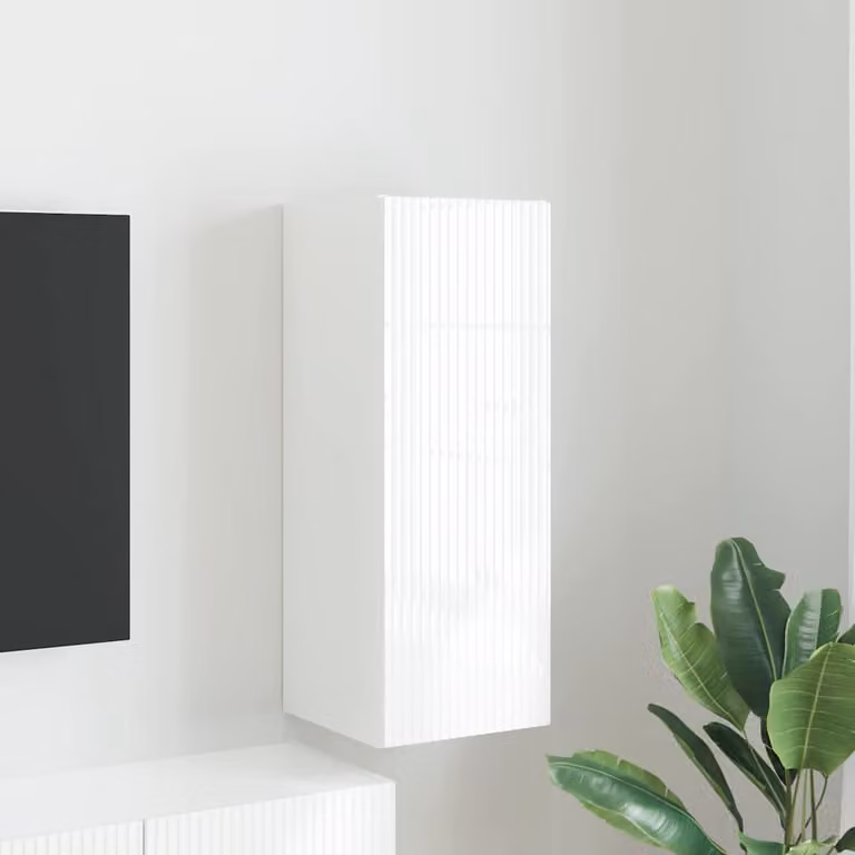 Mobile TV da parete vidaXL moderno in MDF Bianco Lucido L/P/H: 30 x 31 x 80 cm