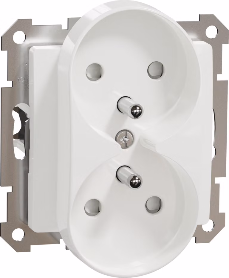 Presa doppia per telaio di copertura 2p+pE con sportello, bianco, 2x 2P+E, IP20 SDD111275 Sedna Design Schneider Electric