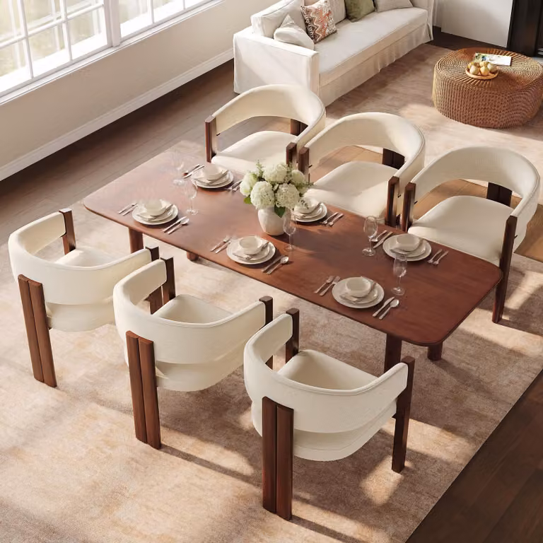 Set di 6 sedie da pranzo Flieks, con imbottitura spessa e gambe in ferro, piedini regolabili in altezza, ideali per la cucina, sedie imbottite, dimensioni 57,5x60,5x78,5 cm, colore beige