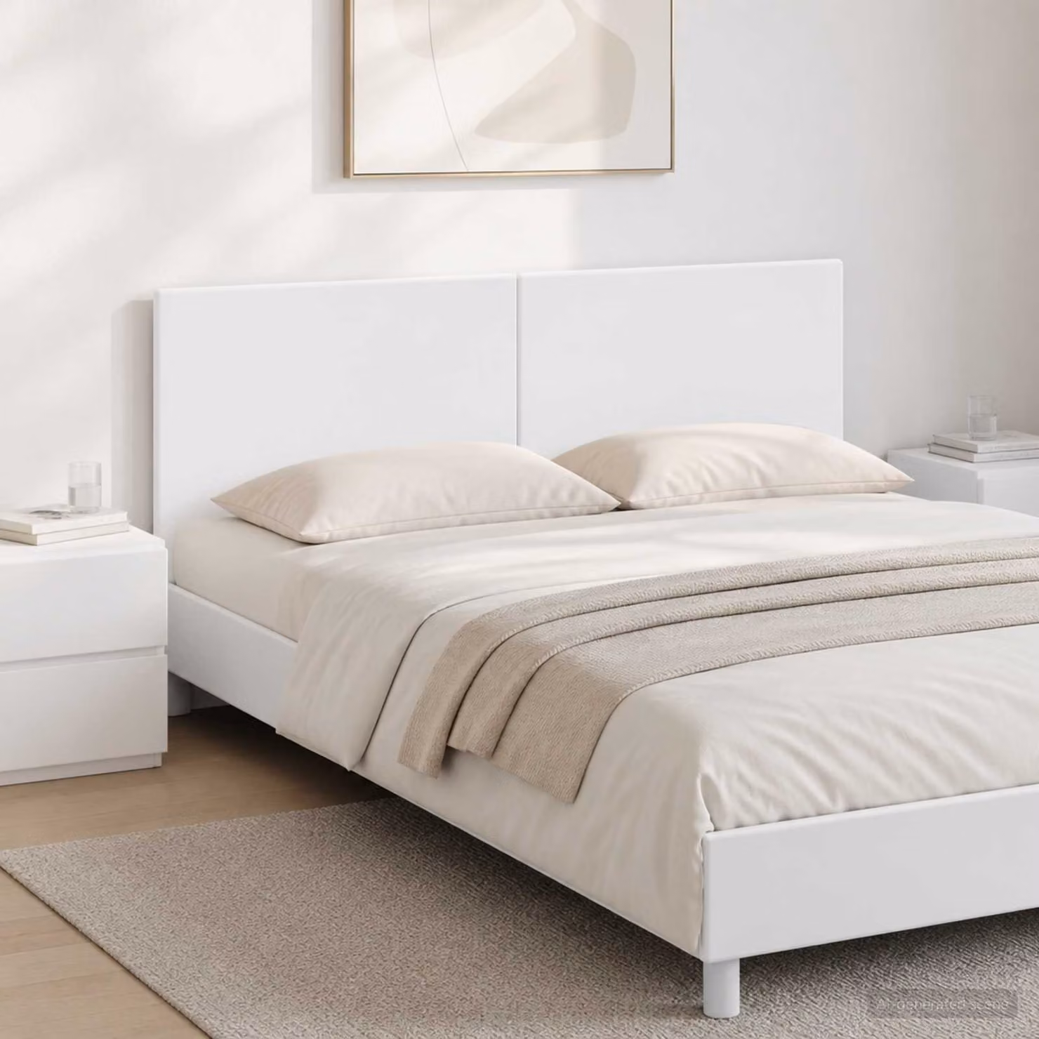 Testiera da muro moderna vidaXL BREDA in legno ingegnerizzato bianco con design a righe L: 142,0 cm, H: 50,0 cm, P: 12,4 cm