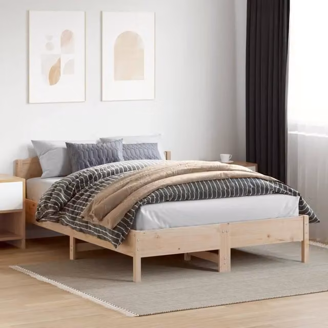Giroletto vidaXL in legno massello di pino naturale con doghe fisse, L/P/H: 205.5 x 155.5 x 74.5 cm – 1
