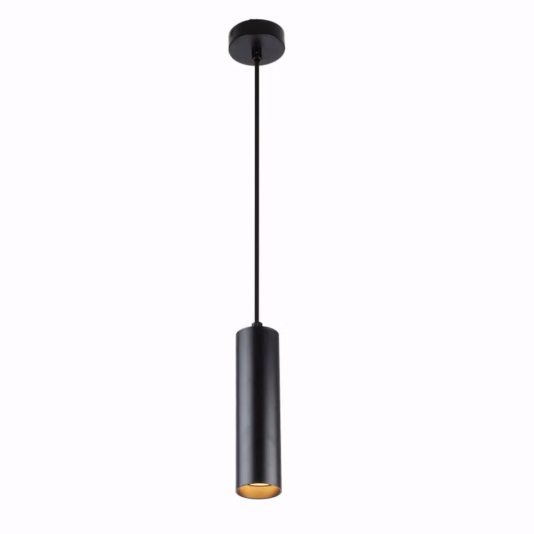 Lampada a sospensione moderna e minimalista a forma di tubo in alluminio nero, 20 cm, con attacco GU10, regolabile in altezza