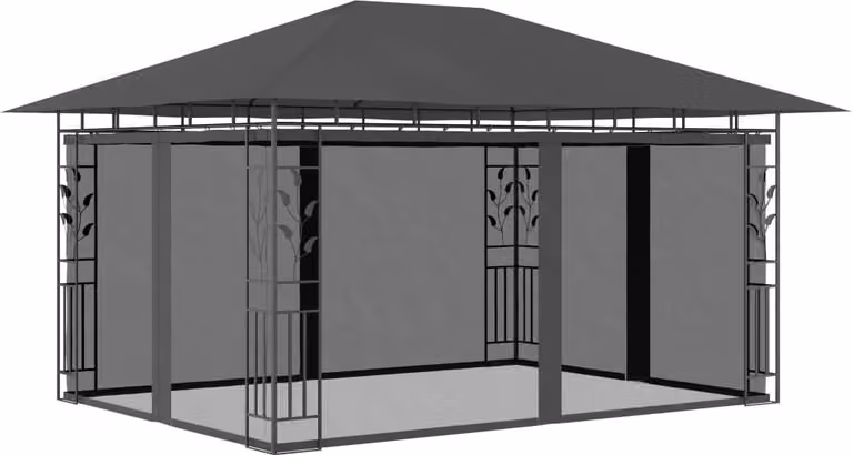The Living Store Padiglione con zanzariera 4x3x2,73 m antracite 180 g/m²