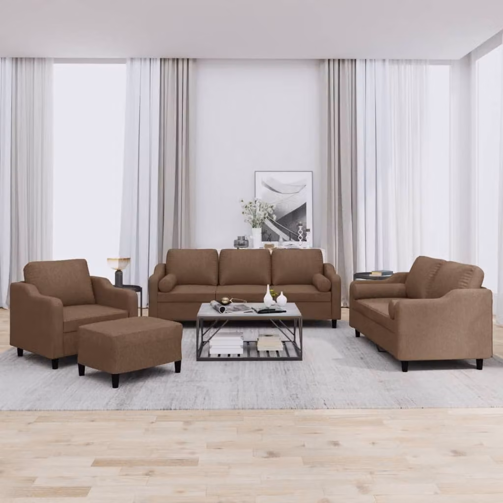Maison Exclusive - Set divano 4 pezzi con cuscini in tessuto marrone