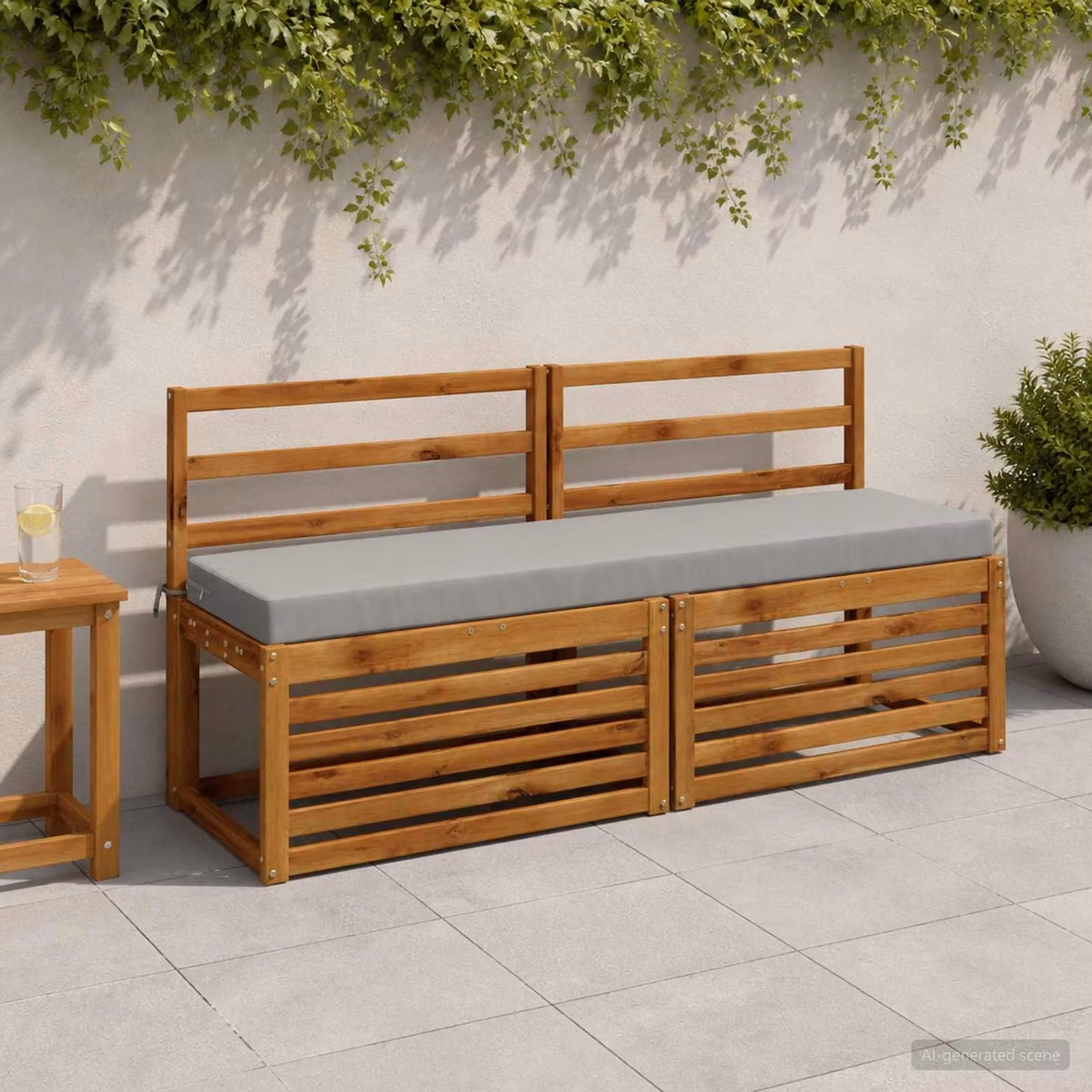 Set di 2 cuscini per panchina vidaXL SOEST in poliestere grigi con imbottitura in schiuma e coperture lavabili