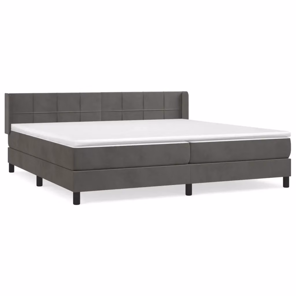 Letto Ibrido con Materasso e Struttura in Velluto Grigio e Bianco vidaXL L/P/H: 200 x 200 x 203 cm – 2