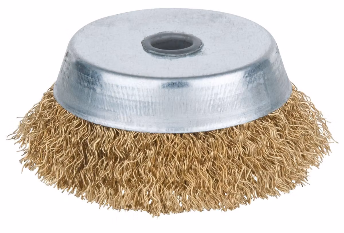 KS TOOLS BRONZEplus spazzola a tazza, filo di bronzo allo stagno, aggraffato, Ø 85 mm ( 963.9597 )