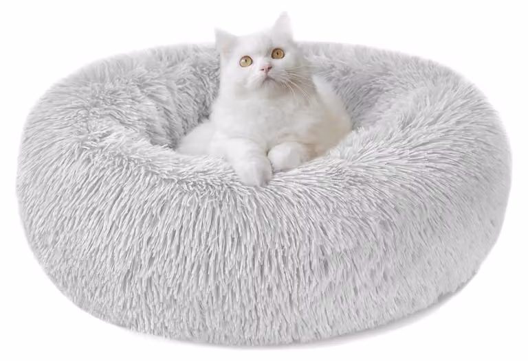 Cuccia rotonda e morbida per cani e gatti, con funzione antistress
