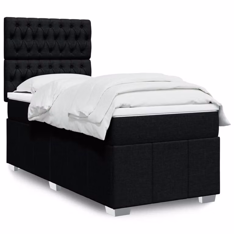 vidaXL Letto Ibrido con Giroletto a Molle e Materasso a Tasche Nero e Bianco L/P/H: 190 x 90 x 150,5 cm