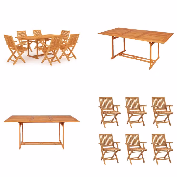 vidaXL set da pranzo da giardino 7 pezzi in teak massiccio - Set da pranzo da giardino - Set da pranzo da giardino - Set di mobili da giardino - Set di mobili da giardino