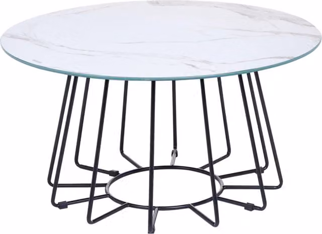 Tavolino da caffè rotondo Beliani con piano in vetro bianco e base in metallo design moderno