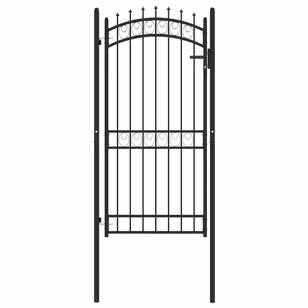 Cancello singolo a battente vidaXL in acciaio nero, L: 104 cm, H: 147 cm – 2