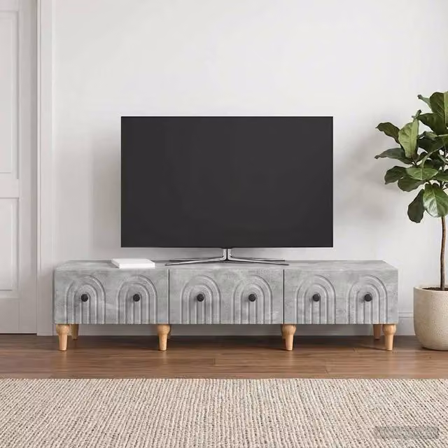 Mobile TV moderno vidaXL con cassetto in legno, Grigio, L: 147 cm, P: 34,5 cm, H: 30 cm