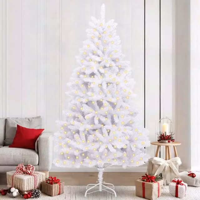 Albero di Natale artificiale bianco vidaXL in PVC e metallo, Altezza: 240 cm, Diametro: 120 cm