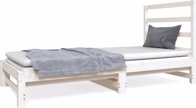 Letto da camera | Dormeuse Estraibile Bianca 2x(90x190) cm Legno Massello di Pino
