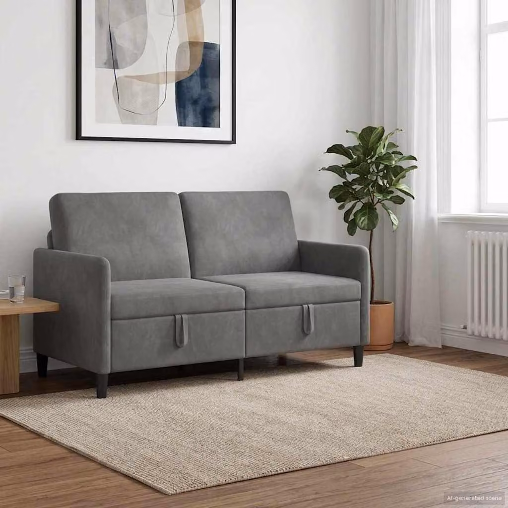vidaXL Divano Moderno con Contenitore a Scomparsa Grigio L: 152 cm, P: 78 cm, H: 87 cm