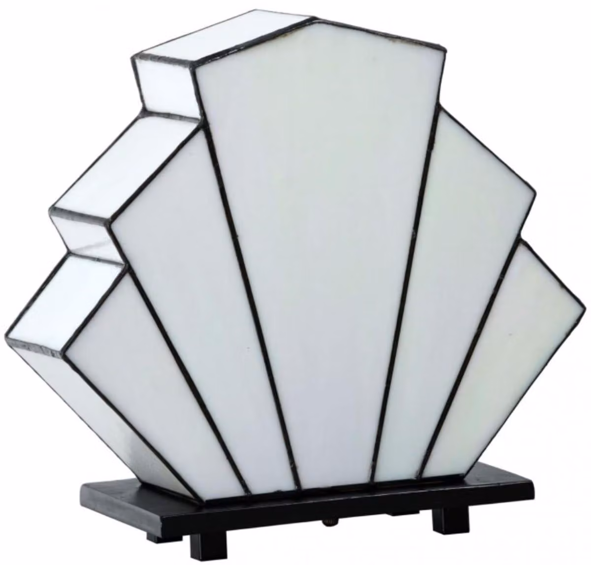 Casa Padrino lampada da tavolo Tiffany a forma di ventaglio bianco / nero 30 x 12 x h. 28 cm - qualità