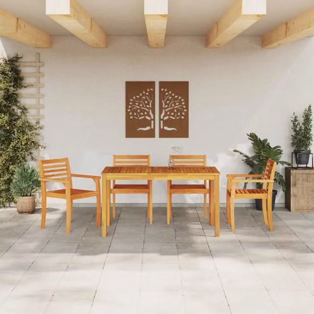Set da Pranzo per Giardino 5 pz Marrone 3375663