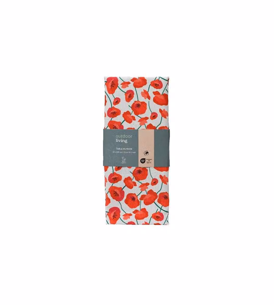 Decoris Runner da Tavolo Poppy 32x140 cm in Poliestere Impermeabile