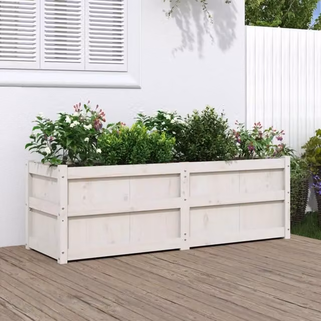 Fioriera da giardino Videx in legno bianca L: 150 cm, P: 50 cm, H: 50 cm
