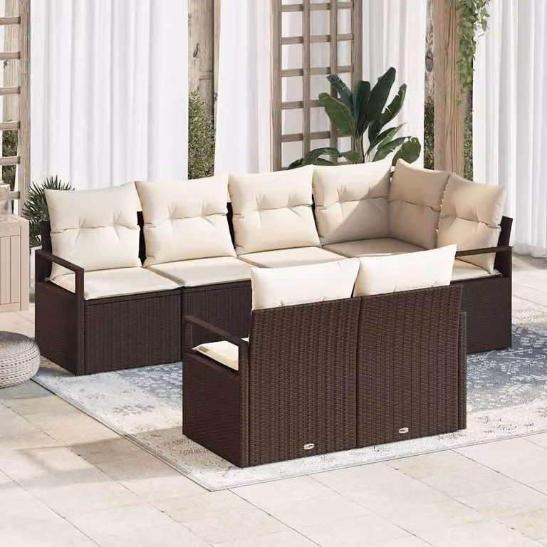 Maison Exclusive - Set di divani componibili, 7 pezzi, color marrone [Materiale sintetico]: rattan sintetico