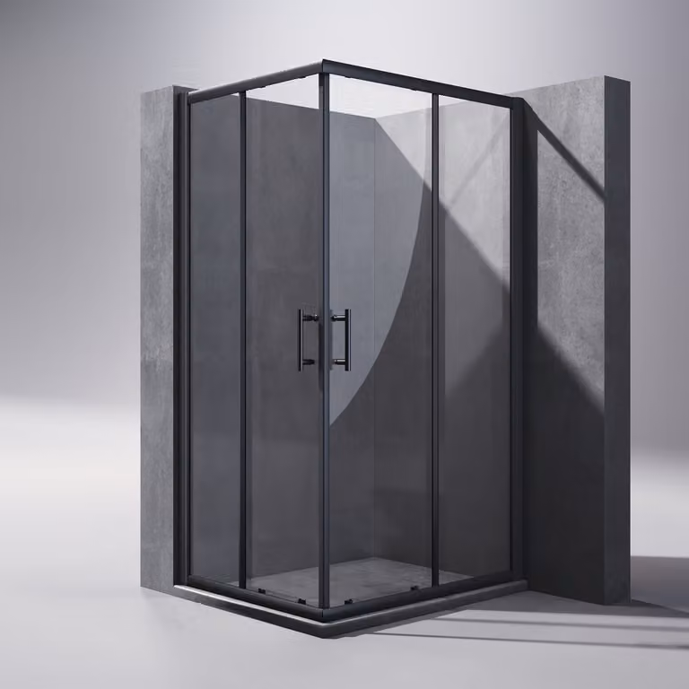 SONNI 76x90x195cm nero angolo doccia porta scorrevole cabina doccia doppia porta doccia ingresso angolare ESG vetro doccia cabina doccia