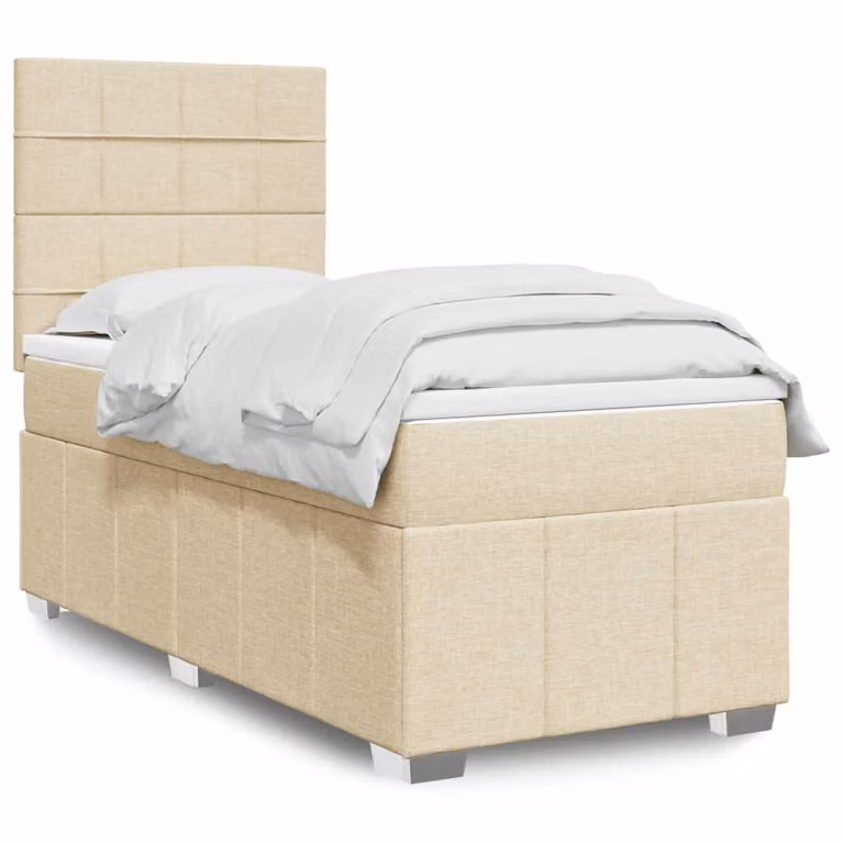 Letto Ibrido vidaXL con Materasso a Molle Insacchettate, Colore Beige e Bianco, L/P: 100 x 200 cm