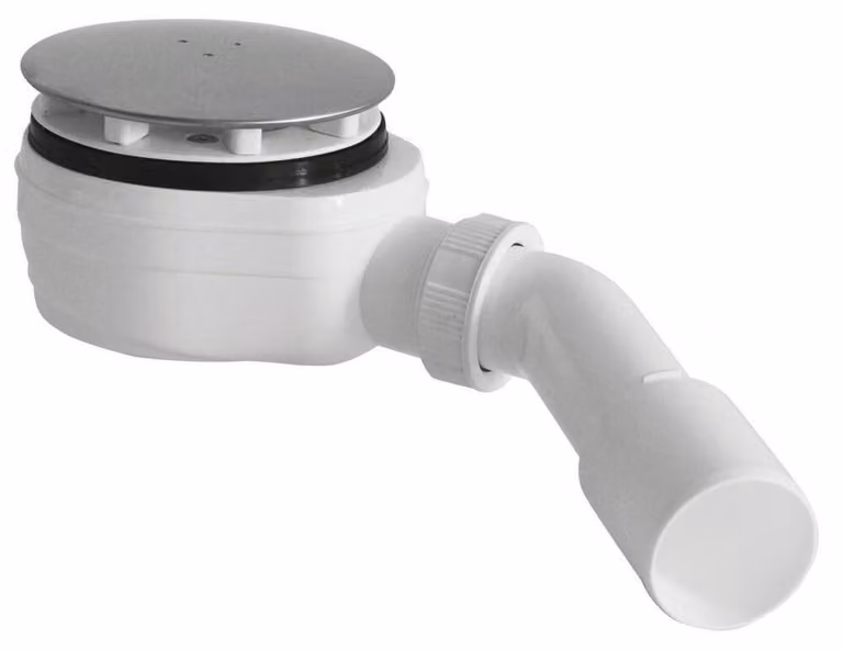 Sifone per piatti doccia, basso, 90 mm, DN40/50, acciaio inox lucidato