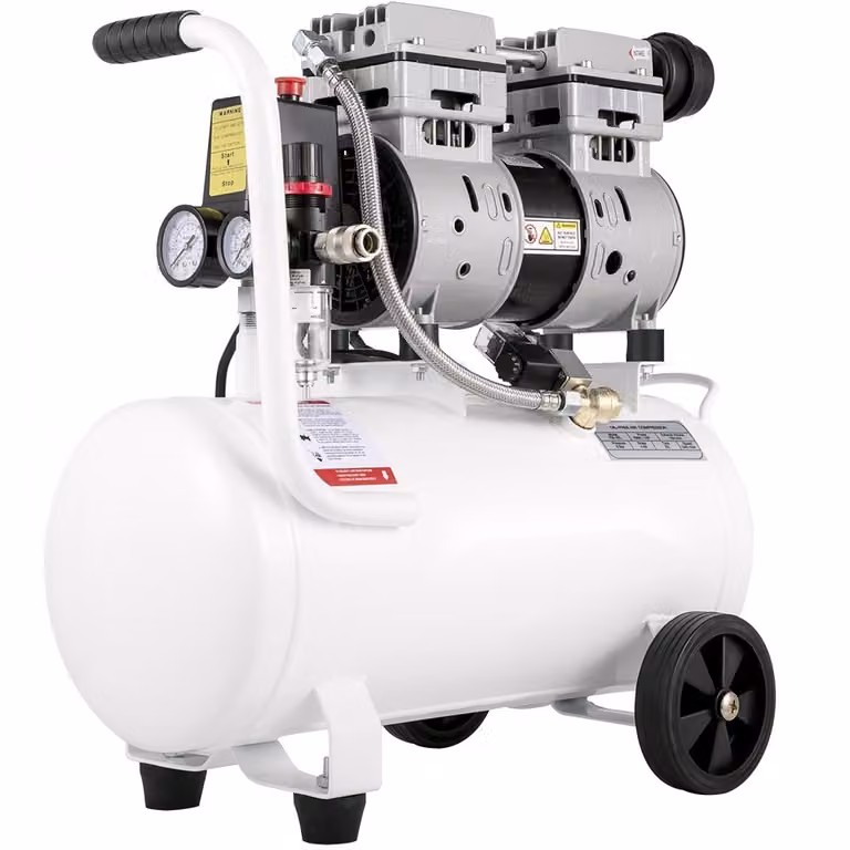 Compressore silenzioso 25L - Compressore silenzioso oil-free 750W - Compressore d'aria oil-free 60dB - Compressore d'aria 220V - Compressore d'aria silenzioso 165L/min volume di scarico - Con ventola di scarico incorporata.
