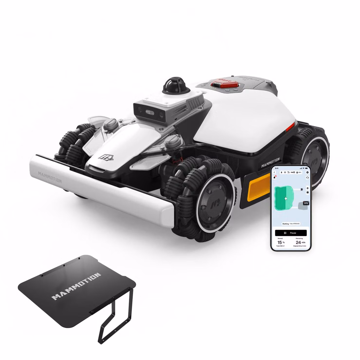 Robot tagliaerba Mammotion LUBA Mini 2 AWD 1500 con garage, senza filo, fino a 1500 m², taglio bordi, DropMow, mappatura, 4G, APP