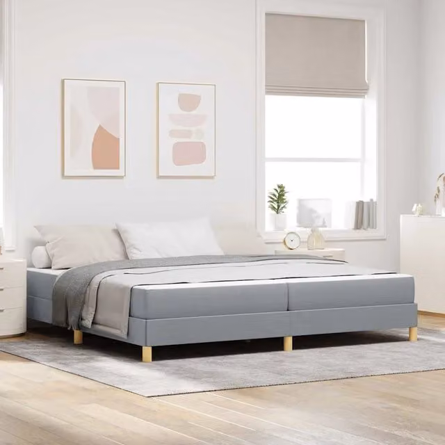 Letto moderno con materasso a molle a tasche vidaXL in tessuto grigio L/P/H: 200 x 200 x 203 cm