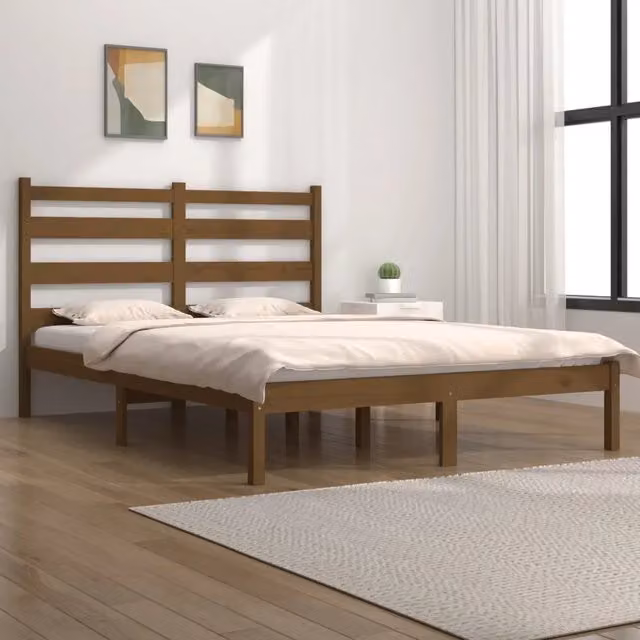 Giroletto Ambra in legno di pino marrone senza materasso MERCATOXL L/P/H: 200 x 200 x 205,5 cm