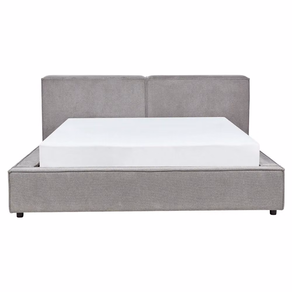 Letto matrimoniale Beliani in velluto grigio con struttura in legno di pino e doghe, stile classico, L/P/H: 160 x 200 x 242 cm – 2