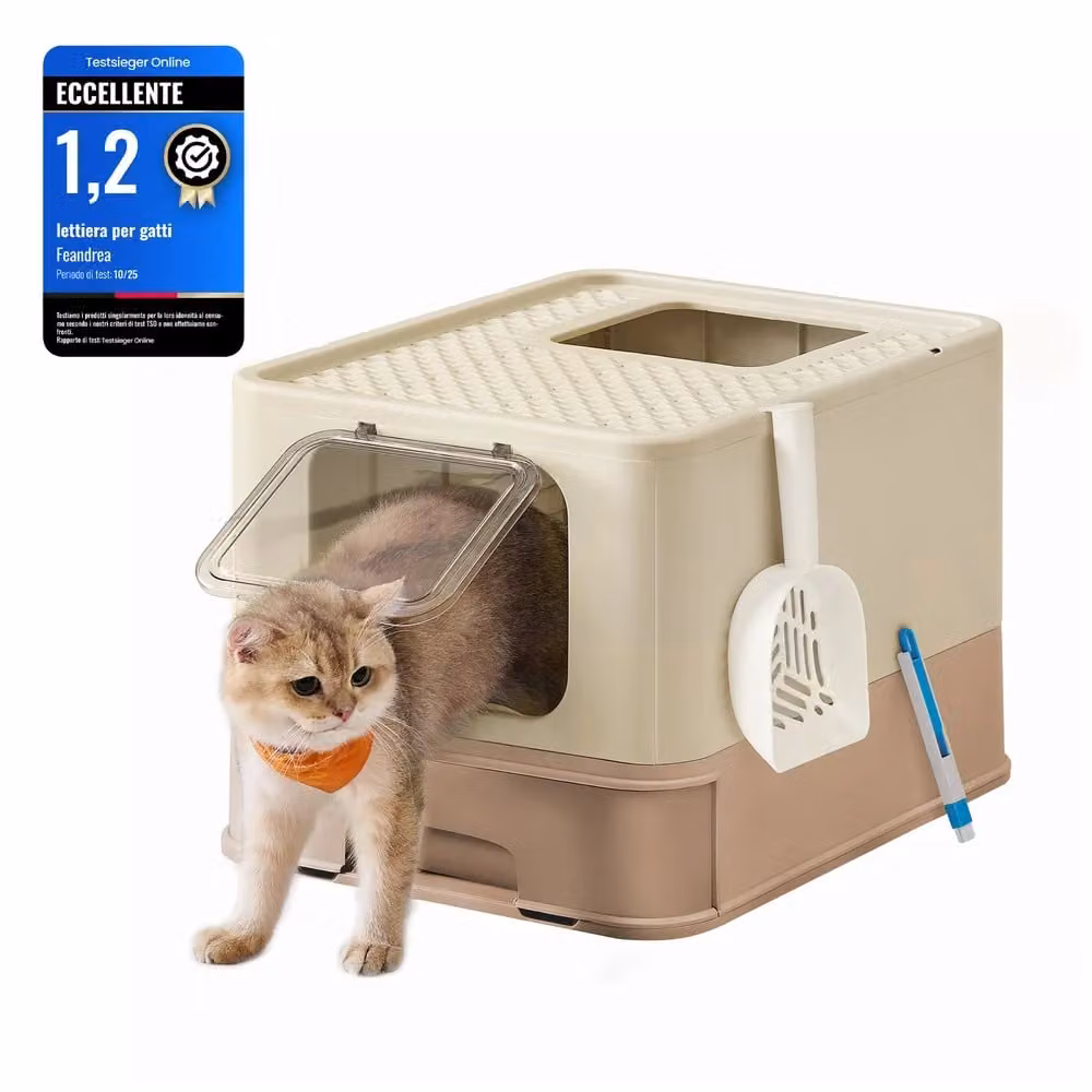 Lettiera per Gatti Nascosta, Beige Sabbia + Marrone Cammello