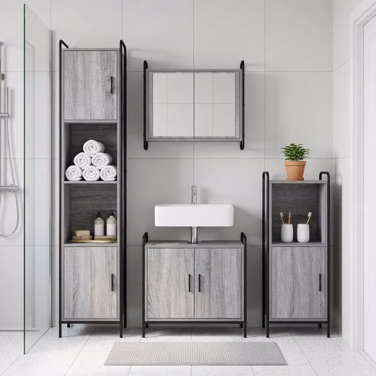 vidaXL Set di Armadi da Bagno 4 pz Sonoma grigio 40 x 36 x 181 cm